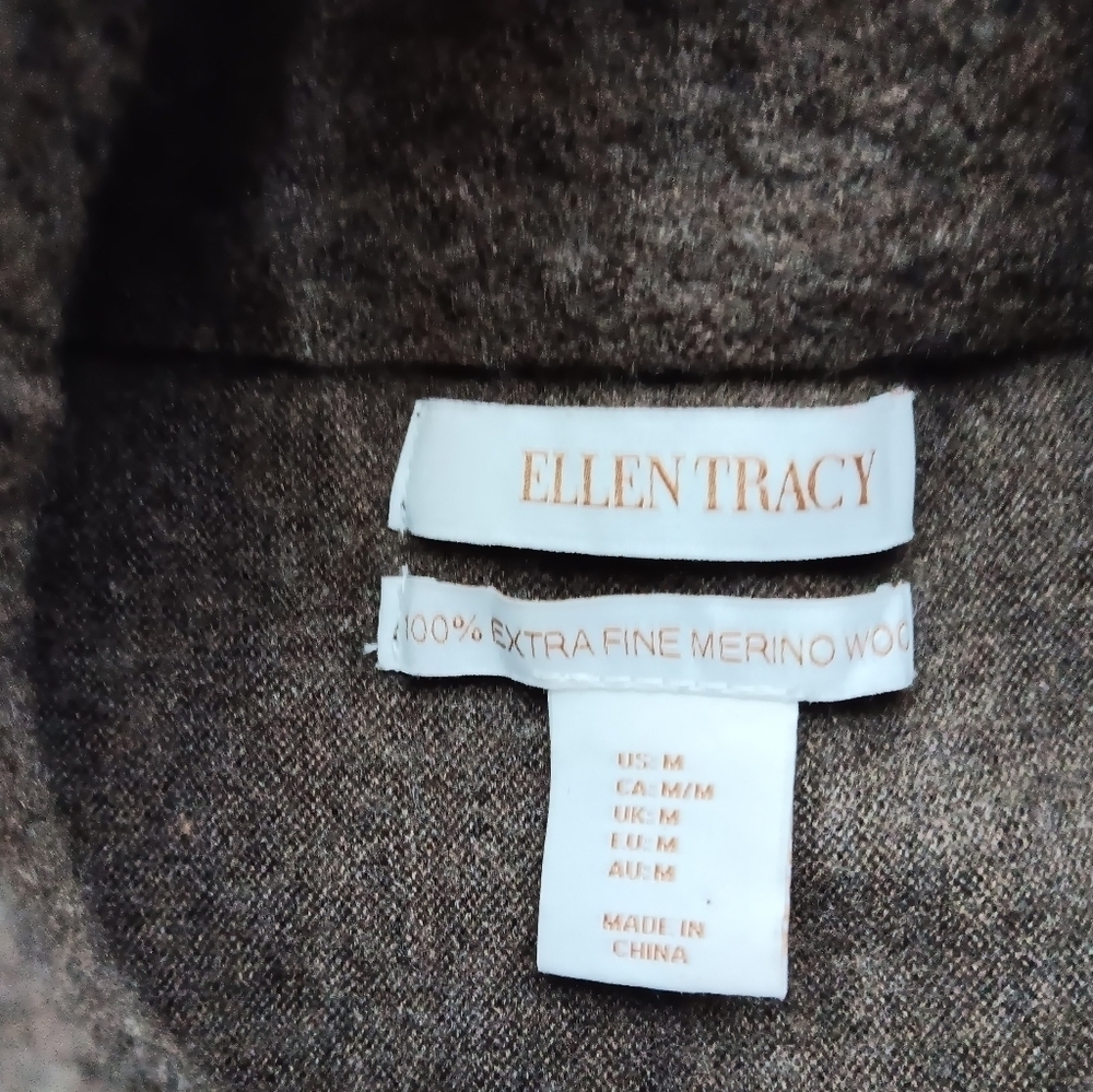 Ellen Tracy 💯 Extra Fine Merino Wool Cowlneck Wrap Sweater. Size M - Picture 8 of 9